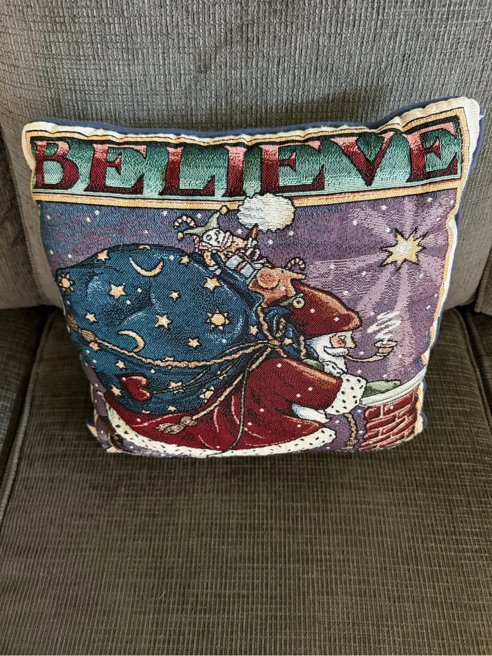 Mary Engelbriet Holiday 'Believe' Santa Decorative Pillow - Red & Blue